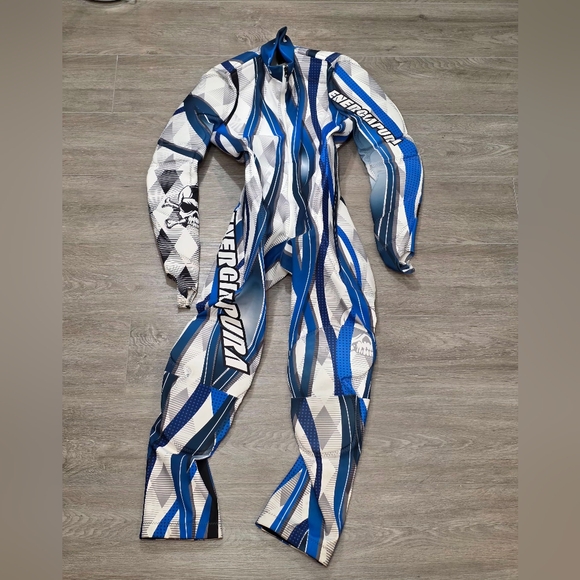 ENERGIAPURA Ski Racing Suit Padded Mens M Catsuit Speed Suit Lycra Blue White - Picture 2 of 13